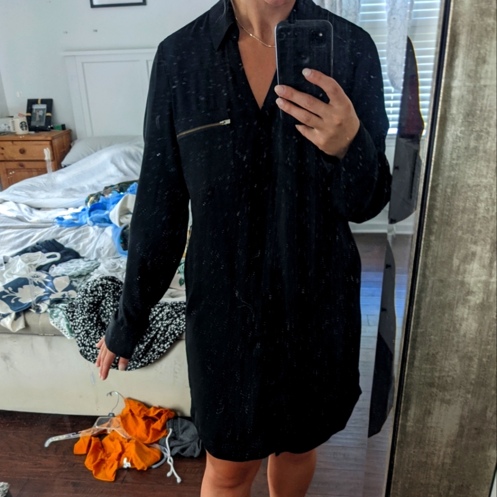 Black, button up dress